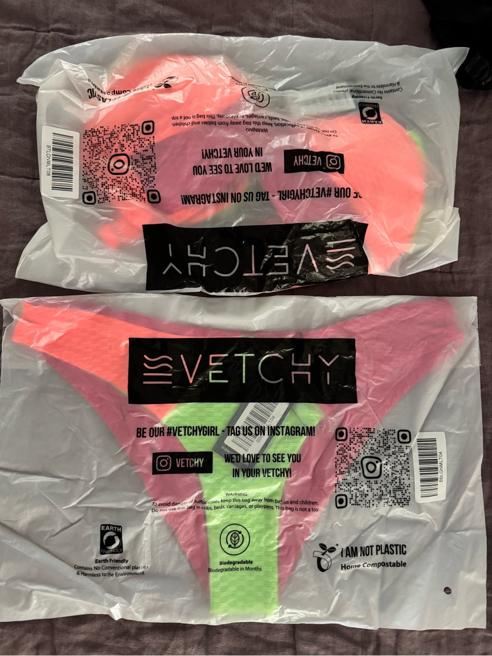 Vetchy Neon Pink & Lime Green Bikini
